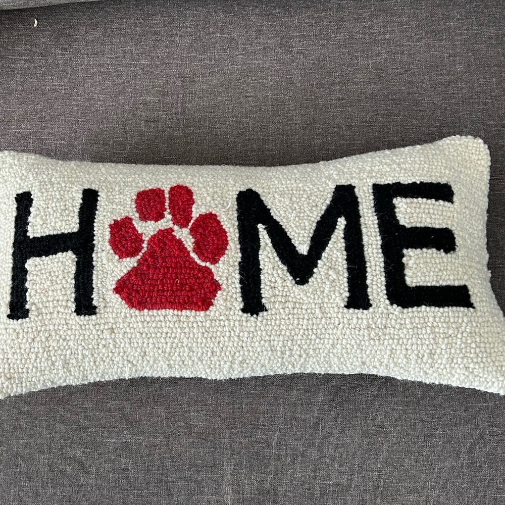 Red Paw Print Dog Pillow
